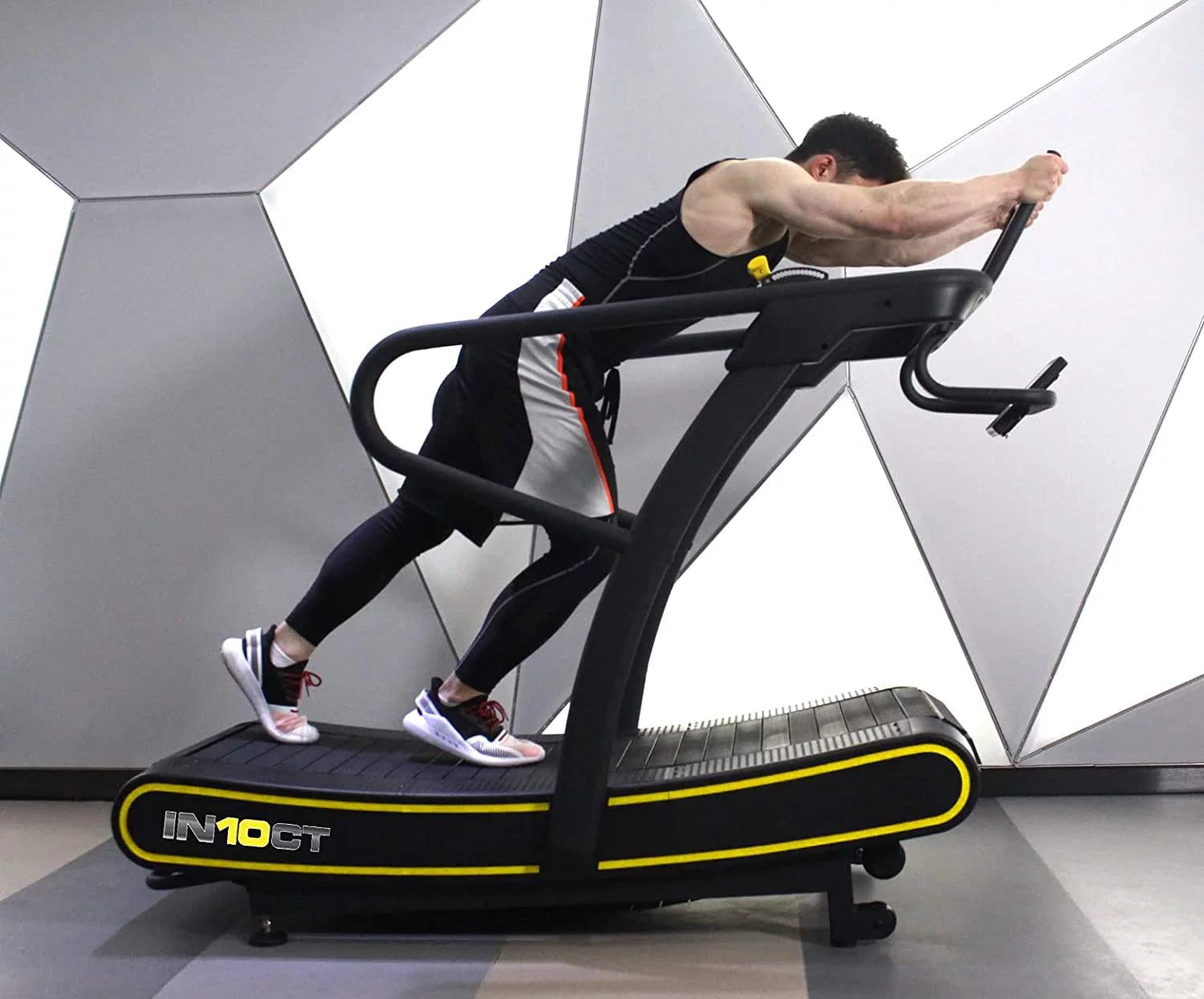 Manual Curved Exercise Treadmill, Black and Yellow, 400 Lb