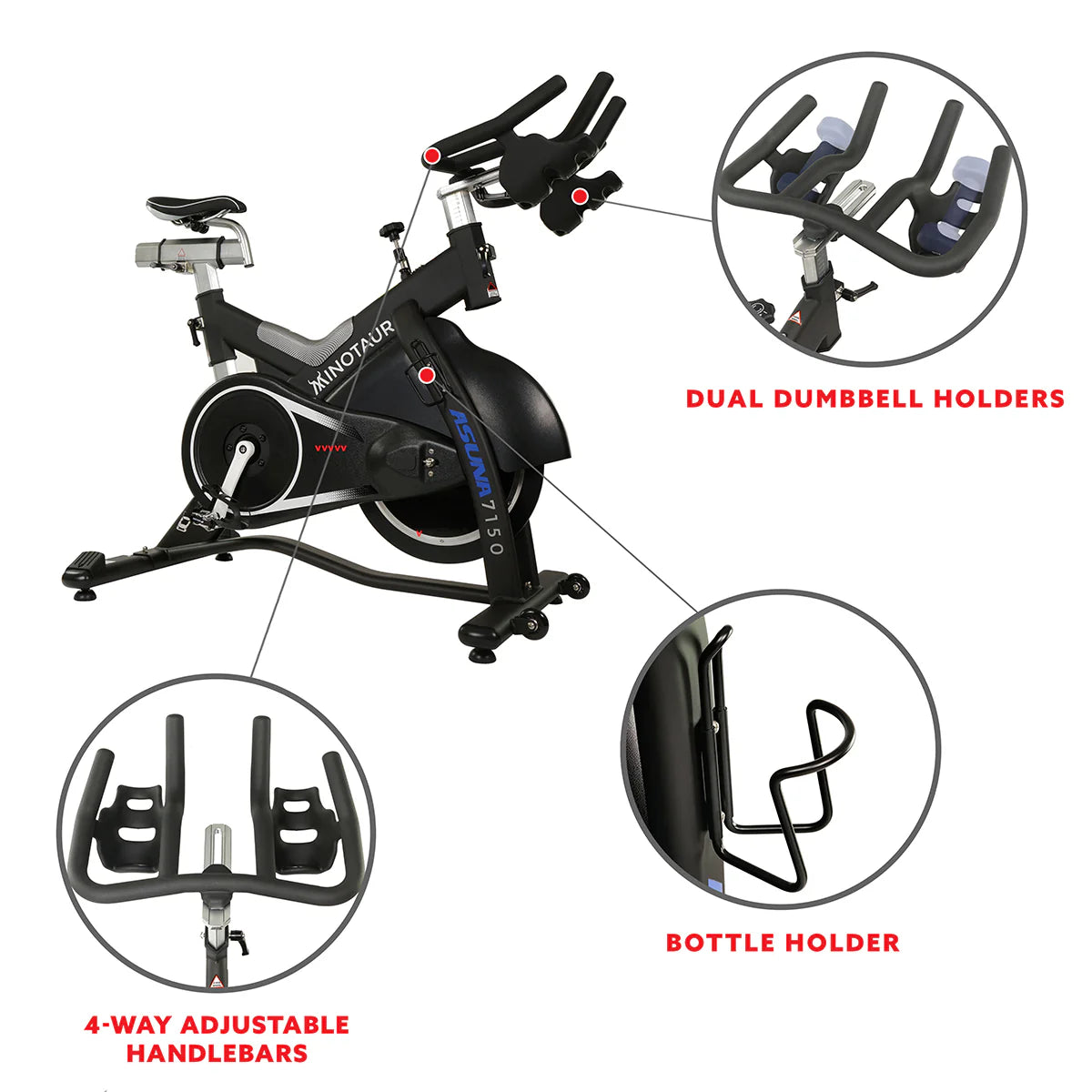 Minotaur Stationary Exercise Bike Magnetic High Weight Belt Drive