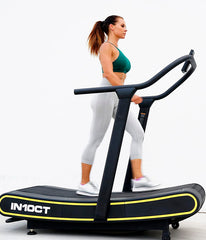 Manual Curved Exercise Treadmill, Black and Yellow, 400 Lb