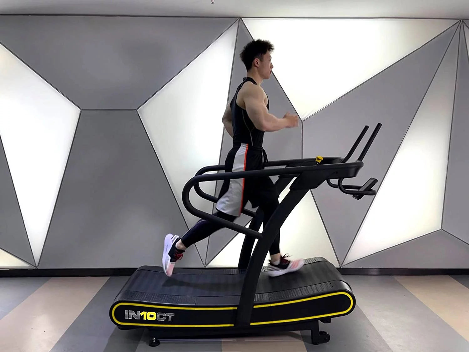 Manual Curved Exercise Treadmill, Black and Yellow, 400 Lb