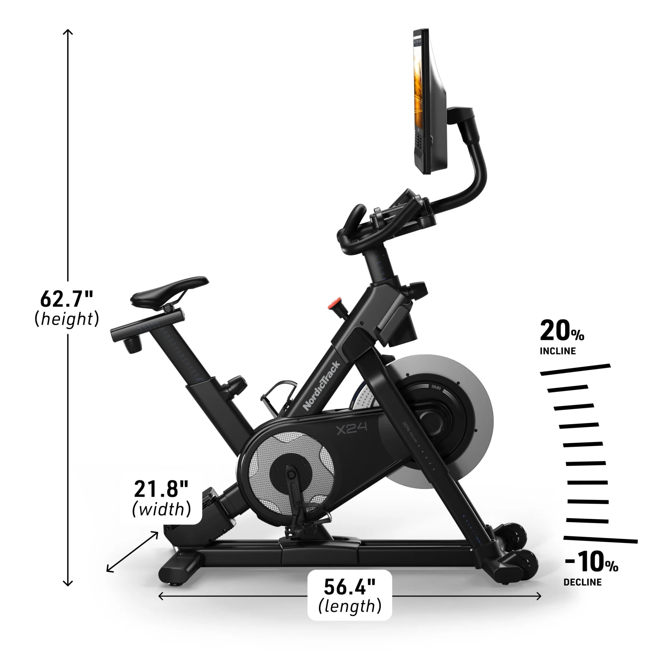 X24 Bike: Pivoting HD Touchscreen, Auto Resistance & Incline, Silent Magnetic Resistance™, Autobreeze™ Fan, 2-Sided Pedals & Ifit Membership for Interactive Workouts