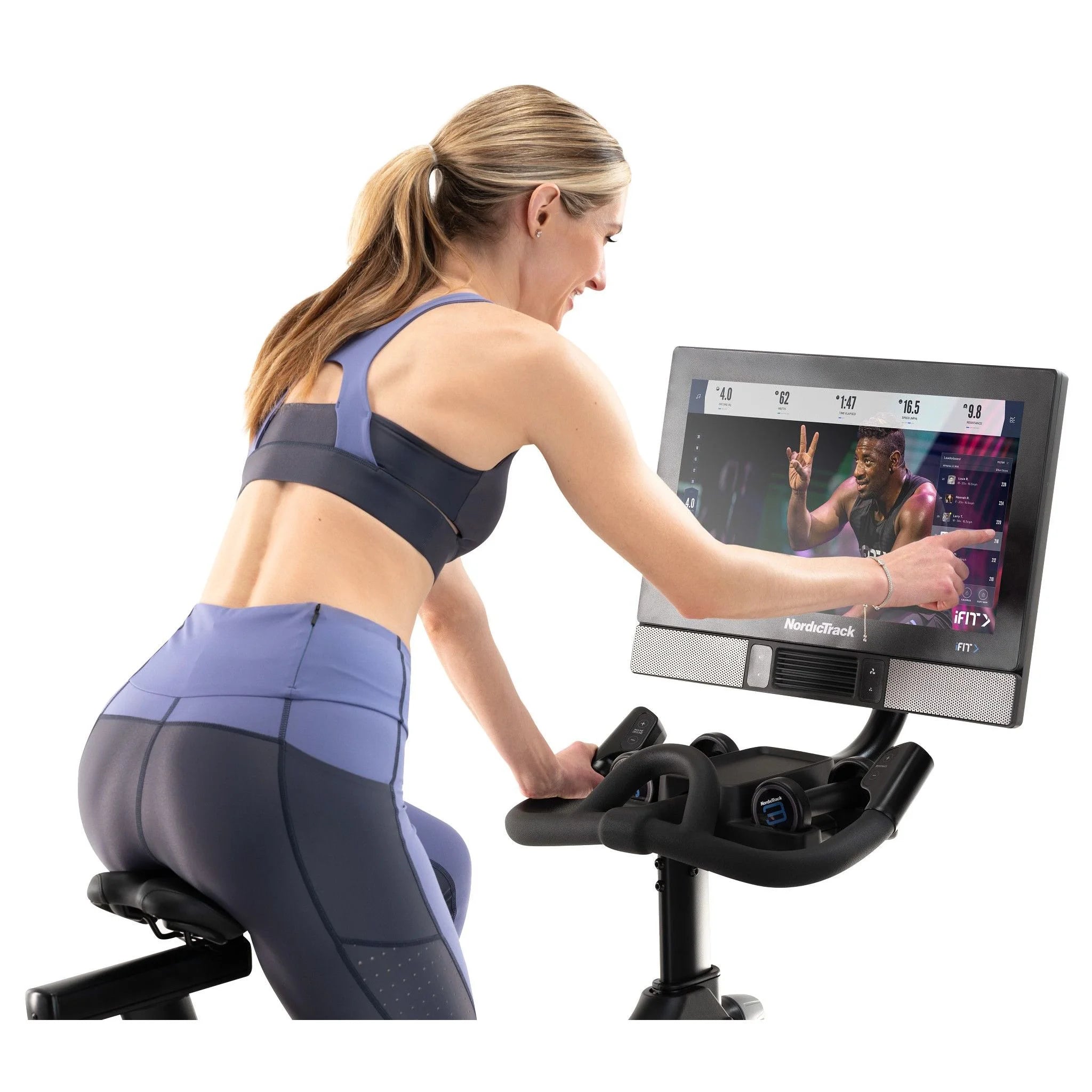 Commercial Series S22I; Ifit-Enabled Indoor Exercise Bike with 22” Pivoting Touchscreen and Incline/Decline Functionality