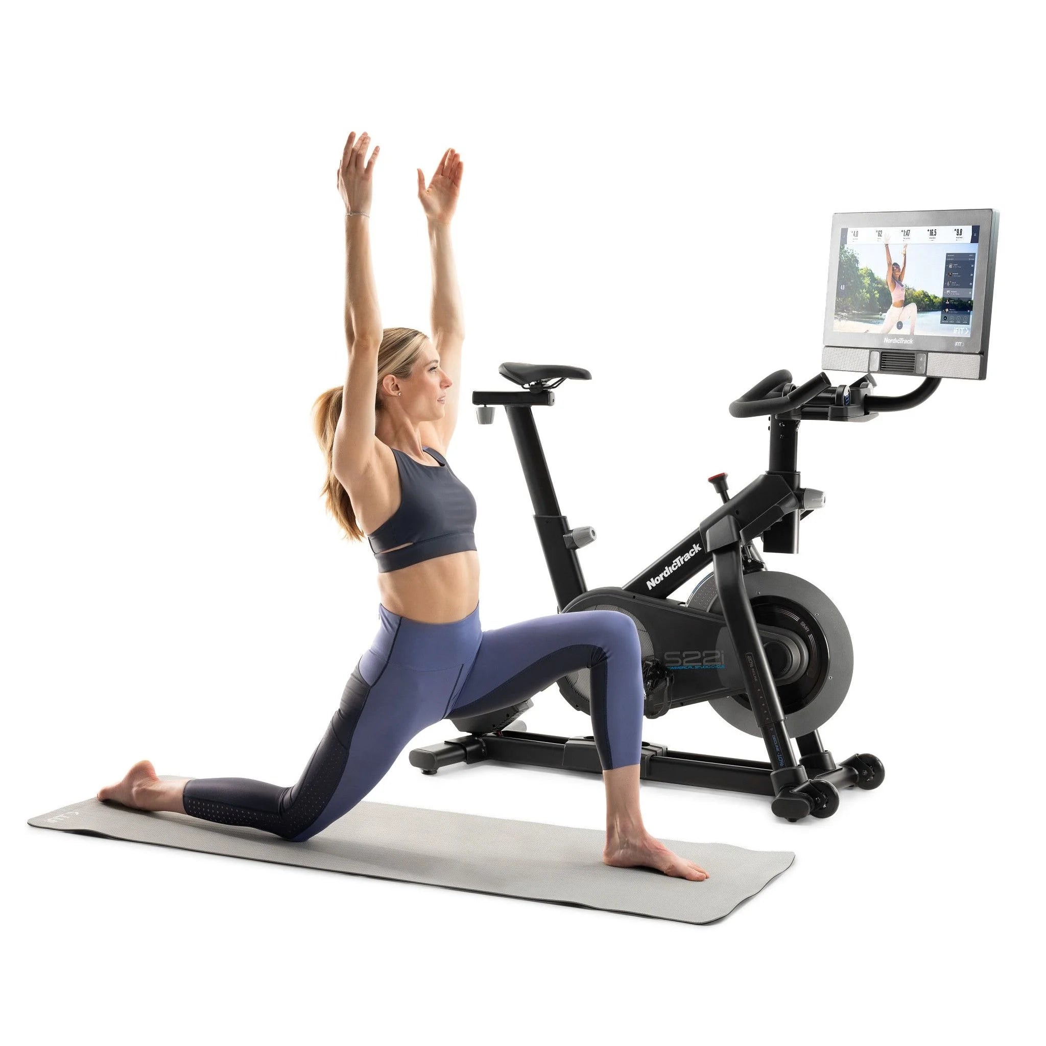Commercial Series S22I; Ifit-Enabled Indoor Exercise Bike with 22” Pivoting Touchscreen and Incline/Decline Functionality