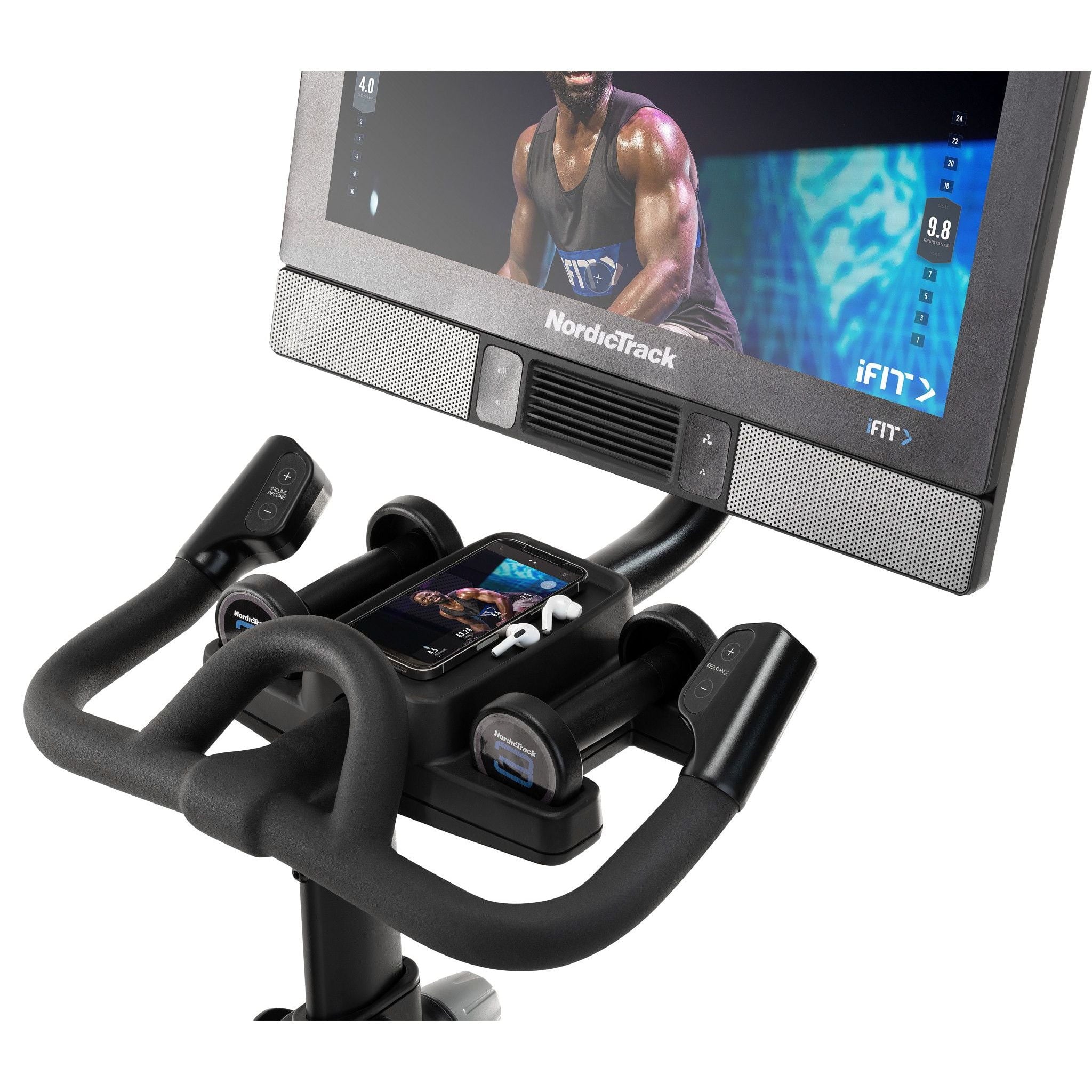 Commercial Series S22I; Ifit-Enabled Indoor Exercise Bike with 22” Pivoting Touchscreen and Incline/Decline Functionality