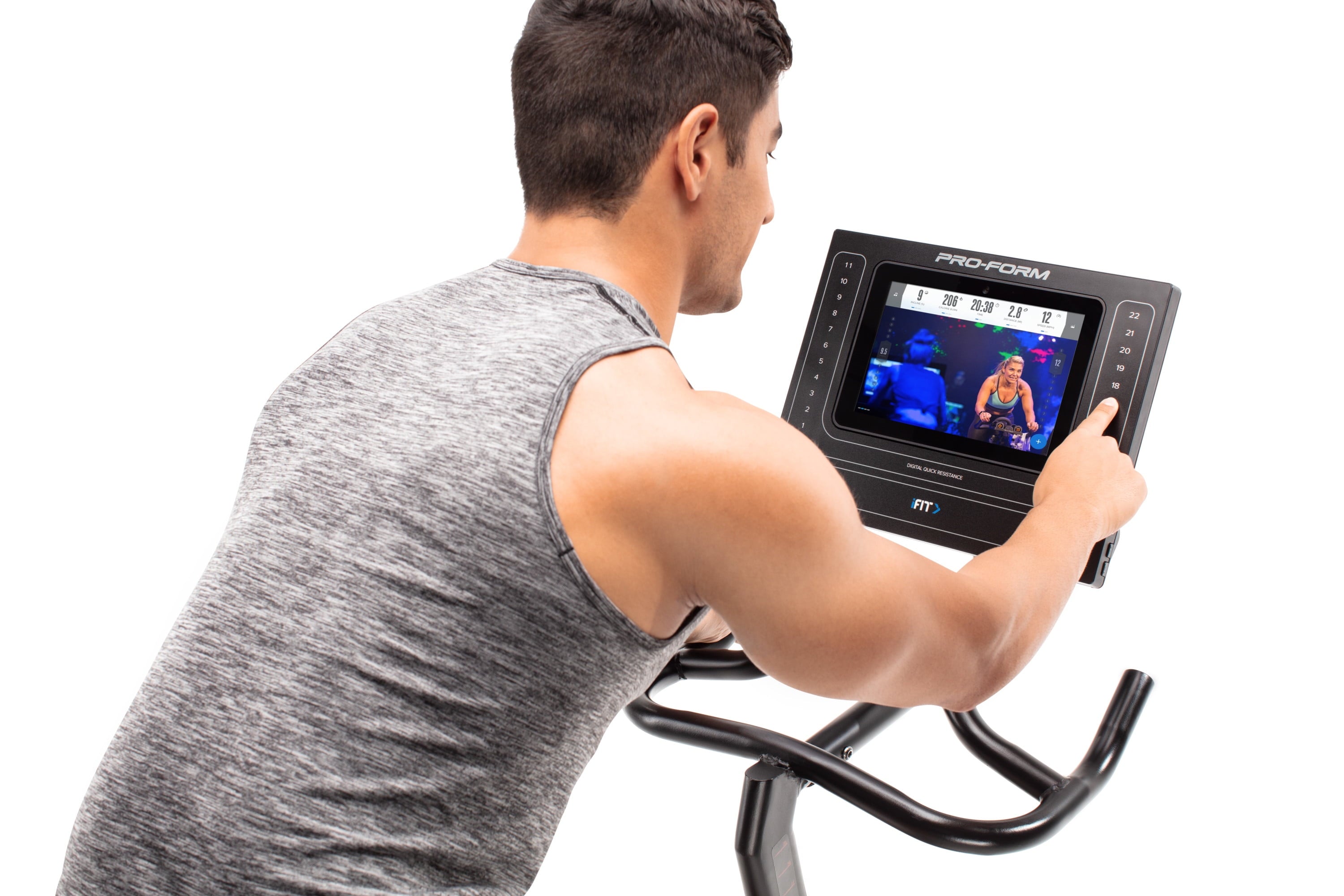 SMART Power 10.0 Exercise Bike with 10” HD Touchscreen and 30-Day Ifit Membership for Studio Classes & Global Workouts