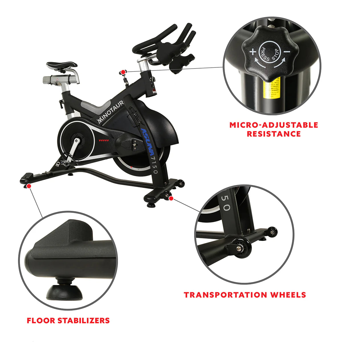 Minotaur Stationary Exercise Bike Magnetic High Weight Belt Drive